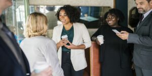 group of people talking
