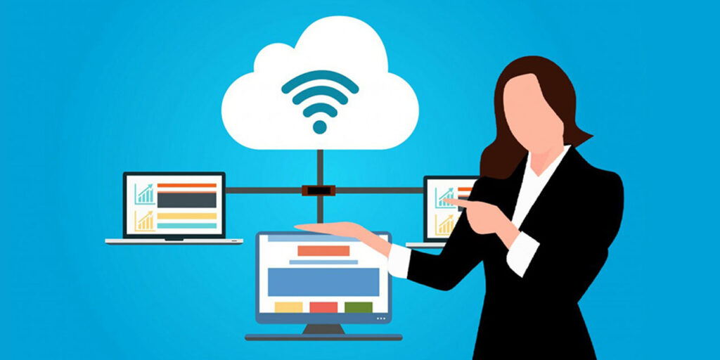 person pointing the monitor WIFI signal