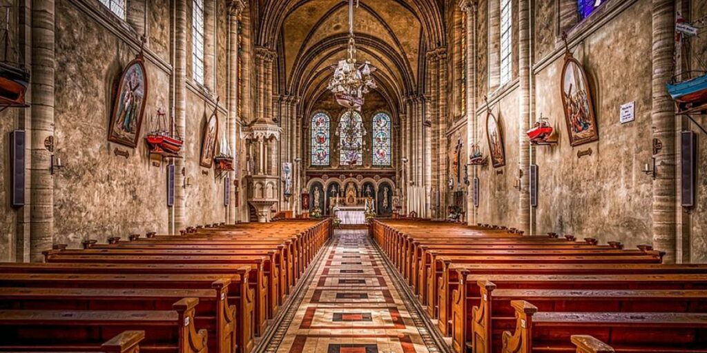 church pews altar