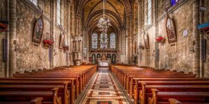 church pews altar