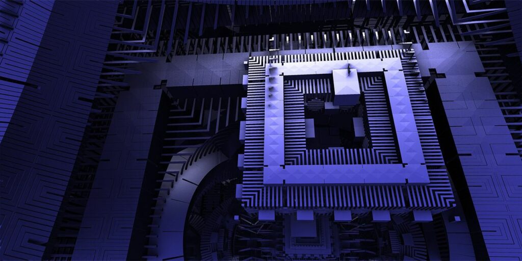 Quantum Background Computer Render 3D Technology
