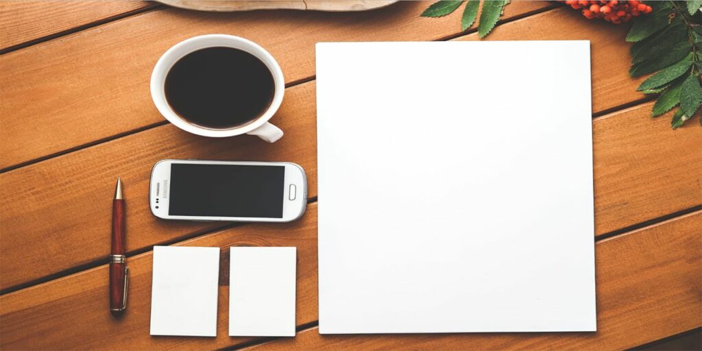 coffee smartphone desk pen