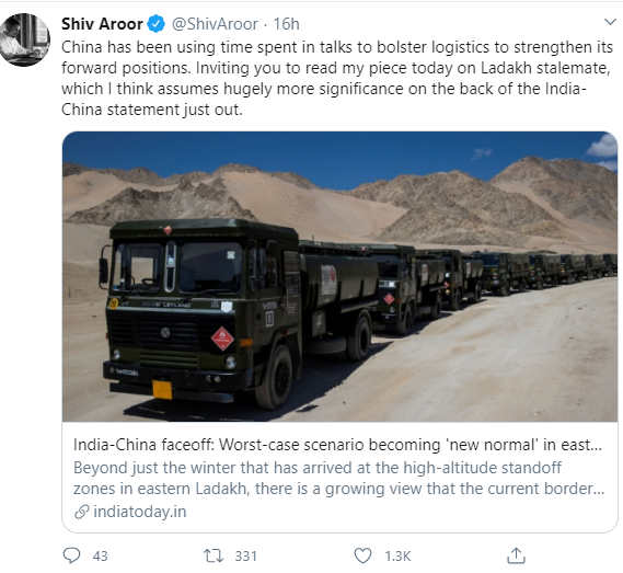 Screenshot from Shiv Aroor's Twitter