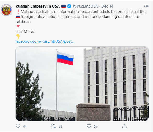 Screenshot from Russian Embassy in USA Twitter
